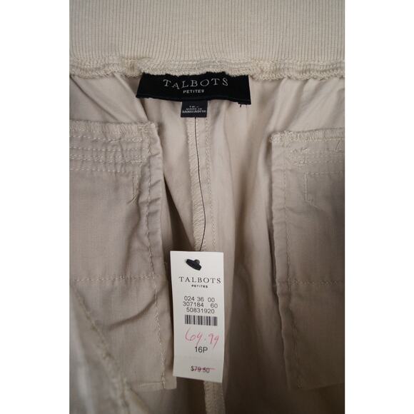 Talbots Causal Capri Button Cuffed Ankle Pants Tan High Rise Size 16 Petite - Picture 9 of 10